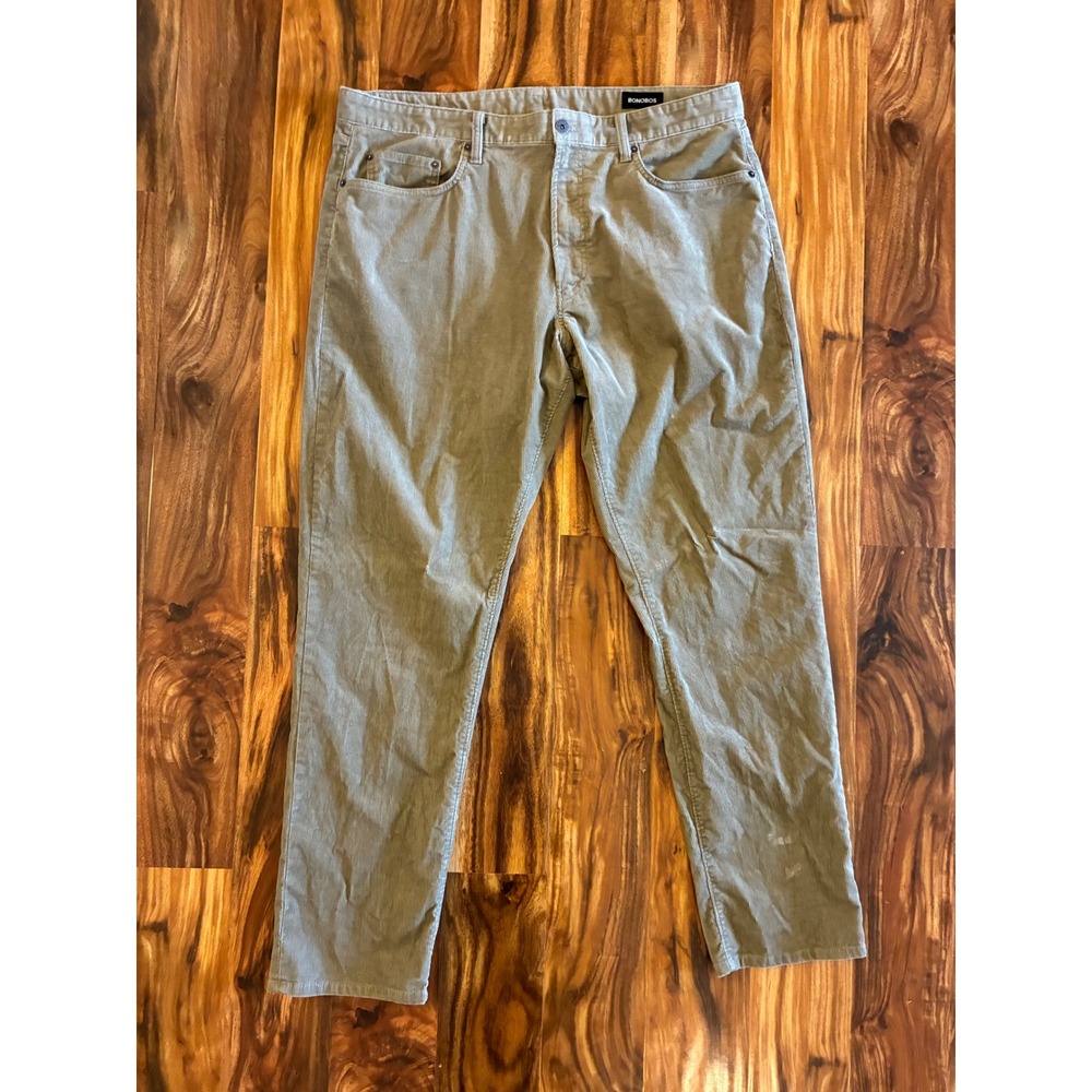 Bonobos Mens Corduroy 5-Pocket Pants Olive Taupe 38x32 Slim Straight